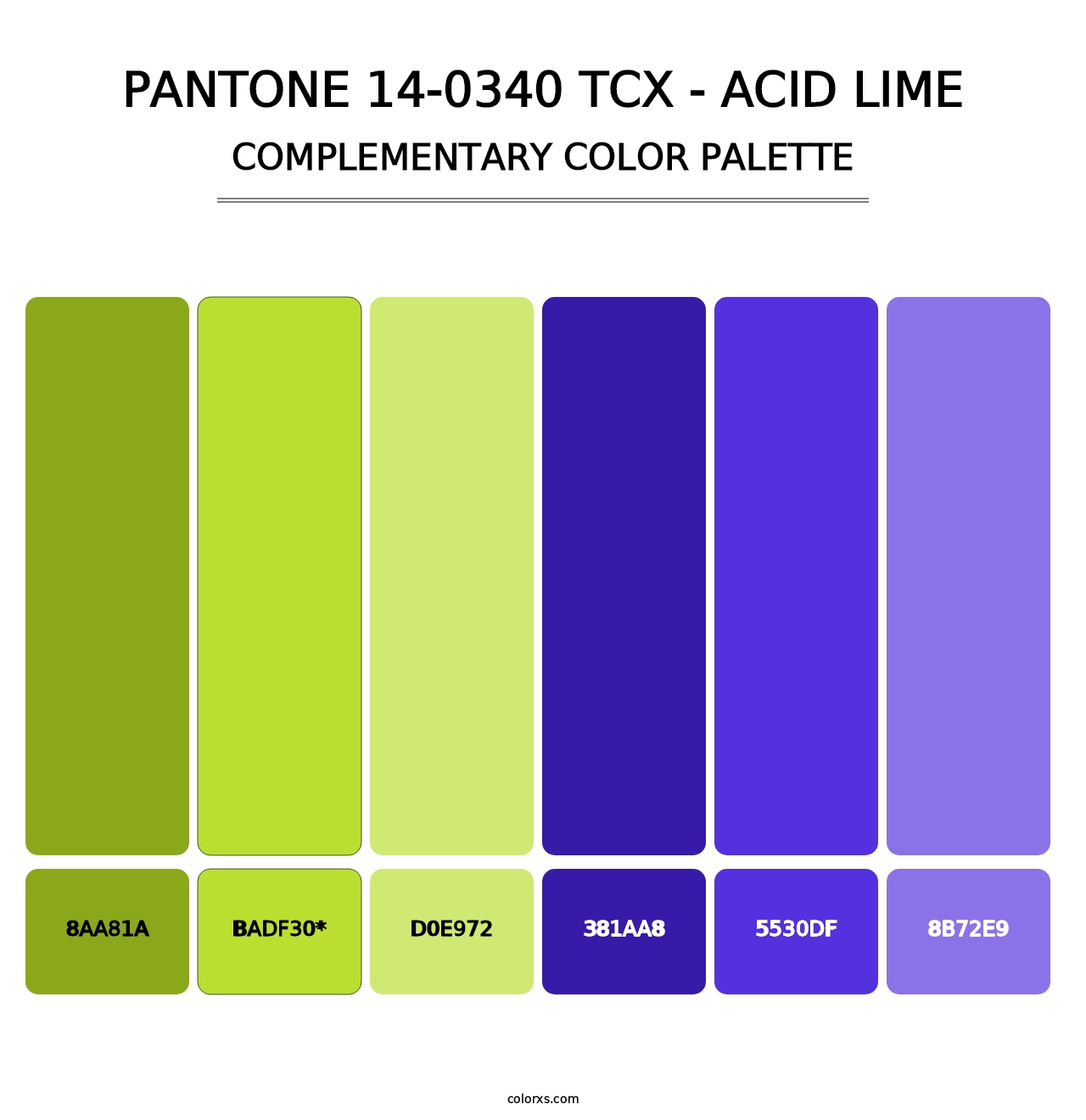 PANTONE 14-0340 TCX - Acid Lime - Complementary Color Palette