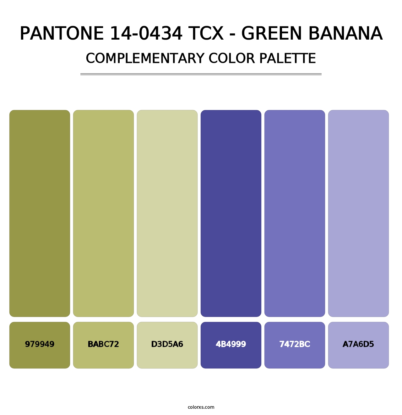 PANTONE 14-0434 TCX - Green Banana - Complementary Color Palette