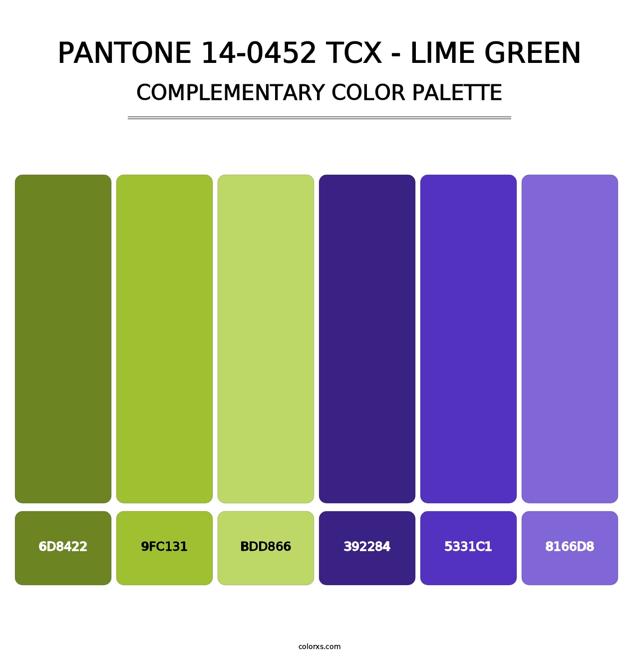 PANTONE 14-0452 TCX - Lime Green - Complementary Color Palette
