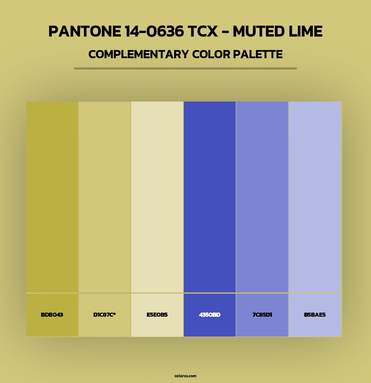PANTONE 14-0636 TCX - Muted Lime - Complementary Color Palette