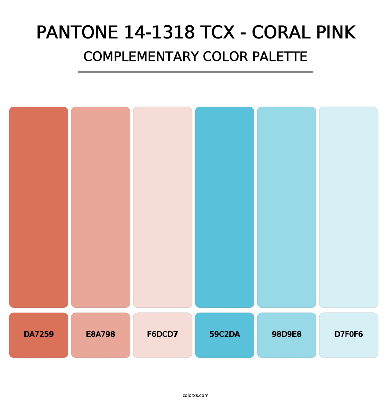 PANTONE 14-1318 TCX - Coral Pink - Complementary Color Palette