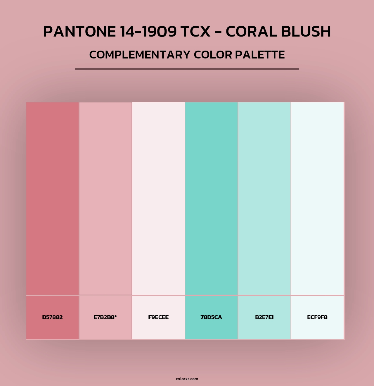 Pantone 14-1909 TCX - Coral Blush - Complementary Color Palette