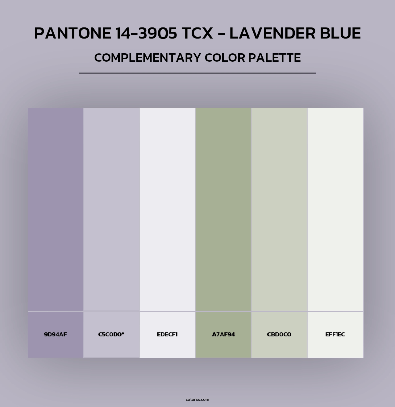 PANTONE 14-3905 TCX - Lavender Blue - Complementary Color Palette