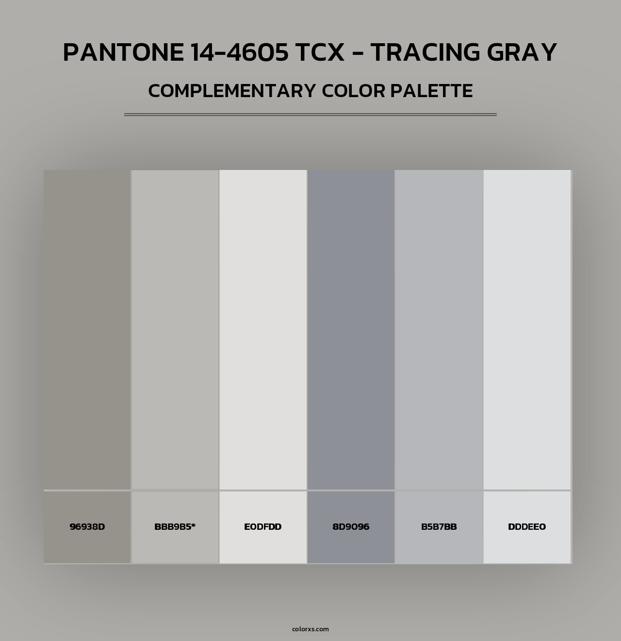 PANTONE 14-4605 TCX - Tracing Gray - Complementary Color Palette
