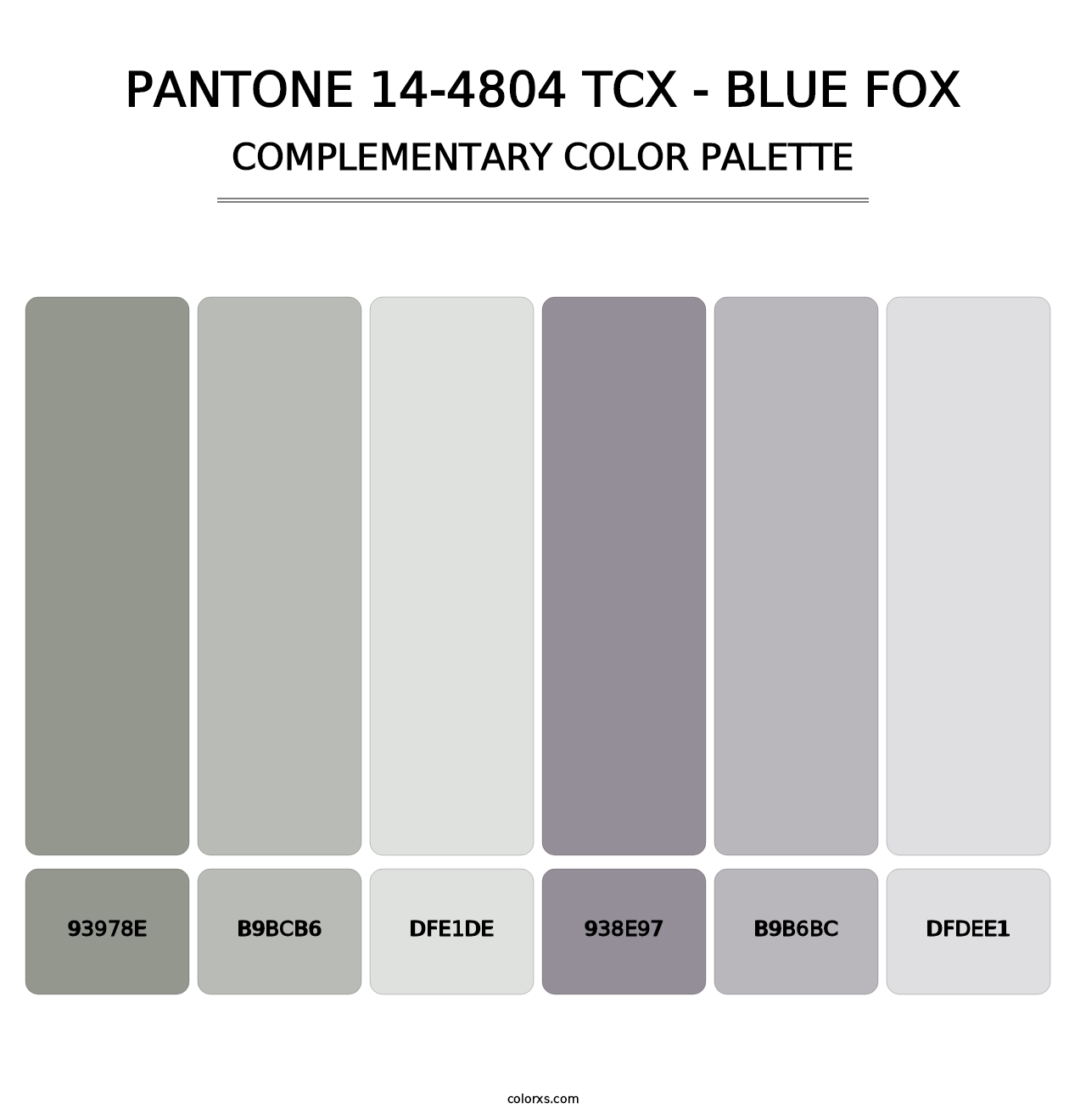 PANTONE 14-4804 TCX - Blue Fox - Complementary Color Palette