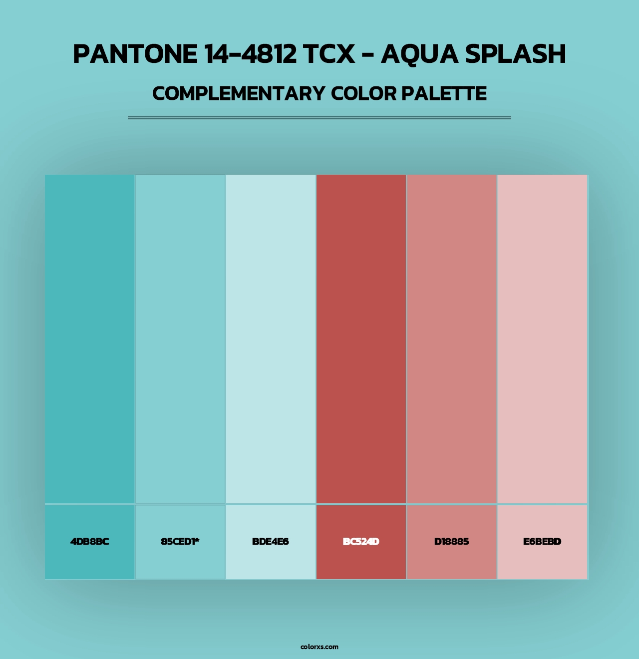PANTONE 14-4812 TCX - Aqua Splash - Complementary Color Palette