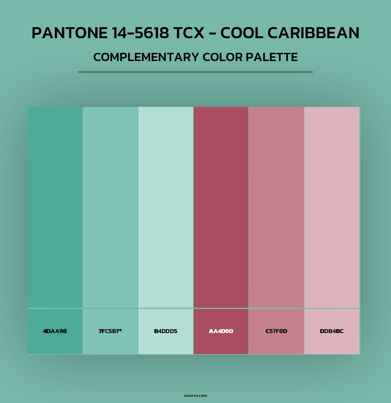 PANTONE 14-5618 TCX - Cool Caribbean - Complementary Color Palette