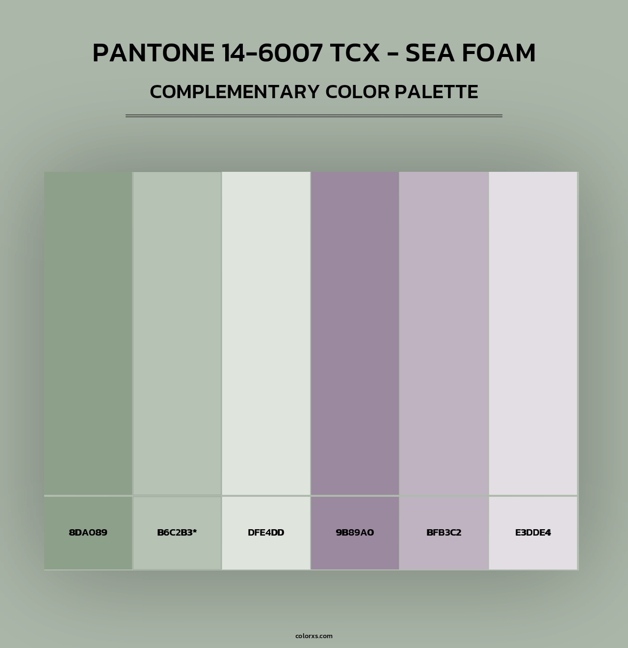 Pantone 14-6007 TCX - Sea Foam - Complementary Color Palette