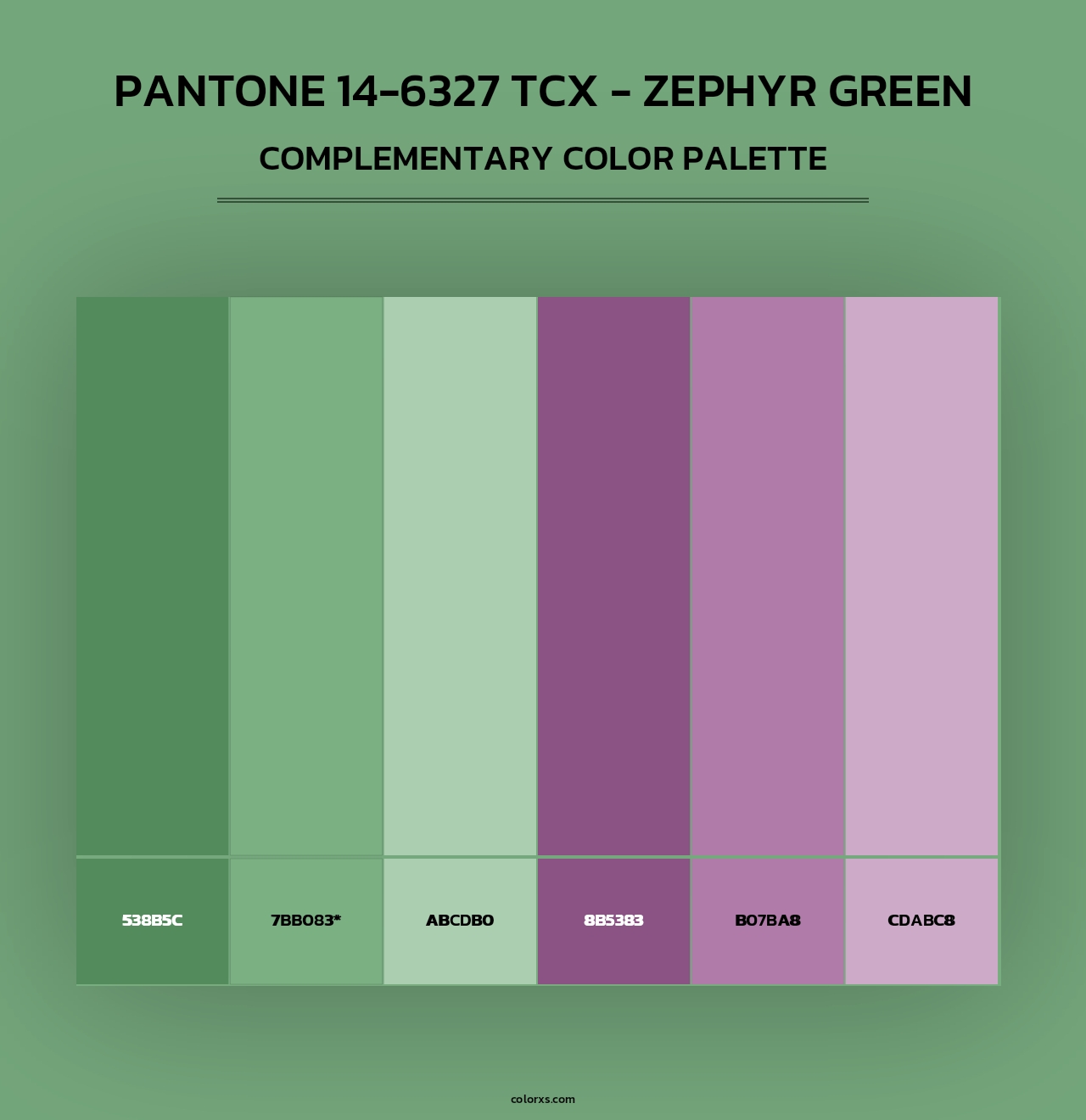 PANTONE 14-6327 TCX - Zephyr Green - Complementary Color Palette