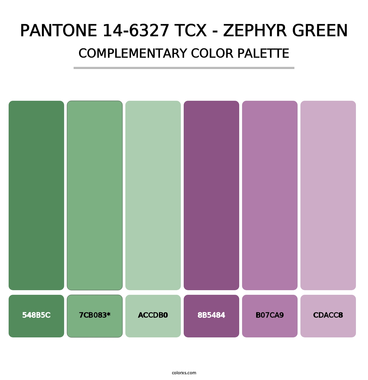 PANTONE 14-6327 TCX - Zephyr Green - Complementary Color Palette