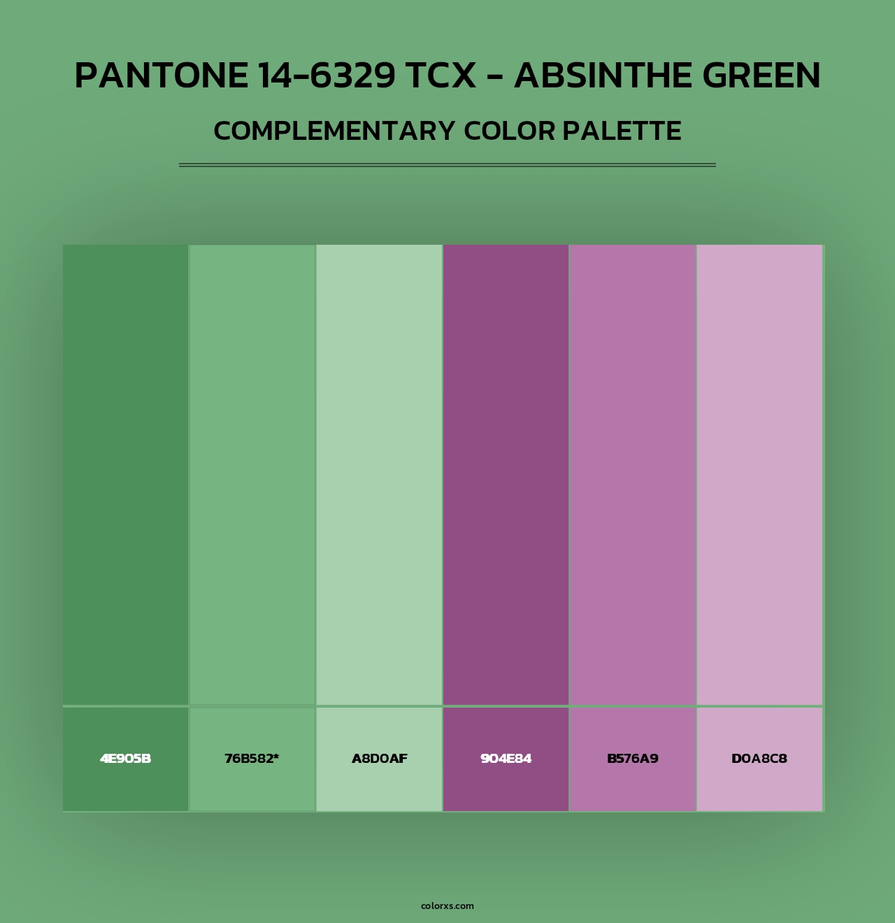 PANTONE 14-6329 TCX - Absinthe Green - Complementary Color Palette
