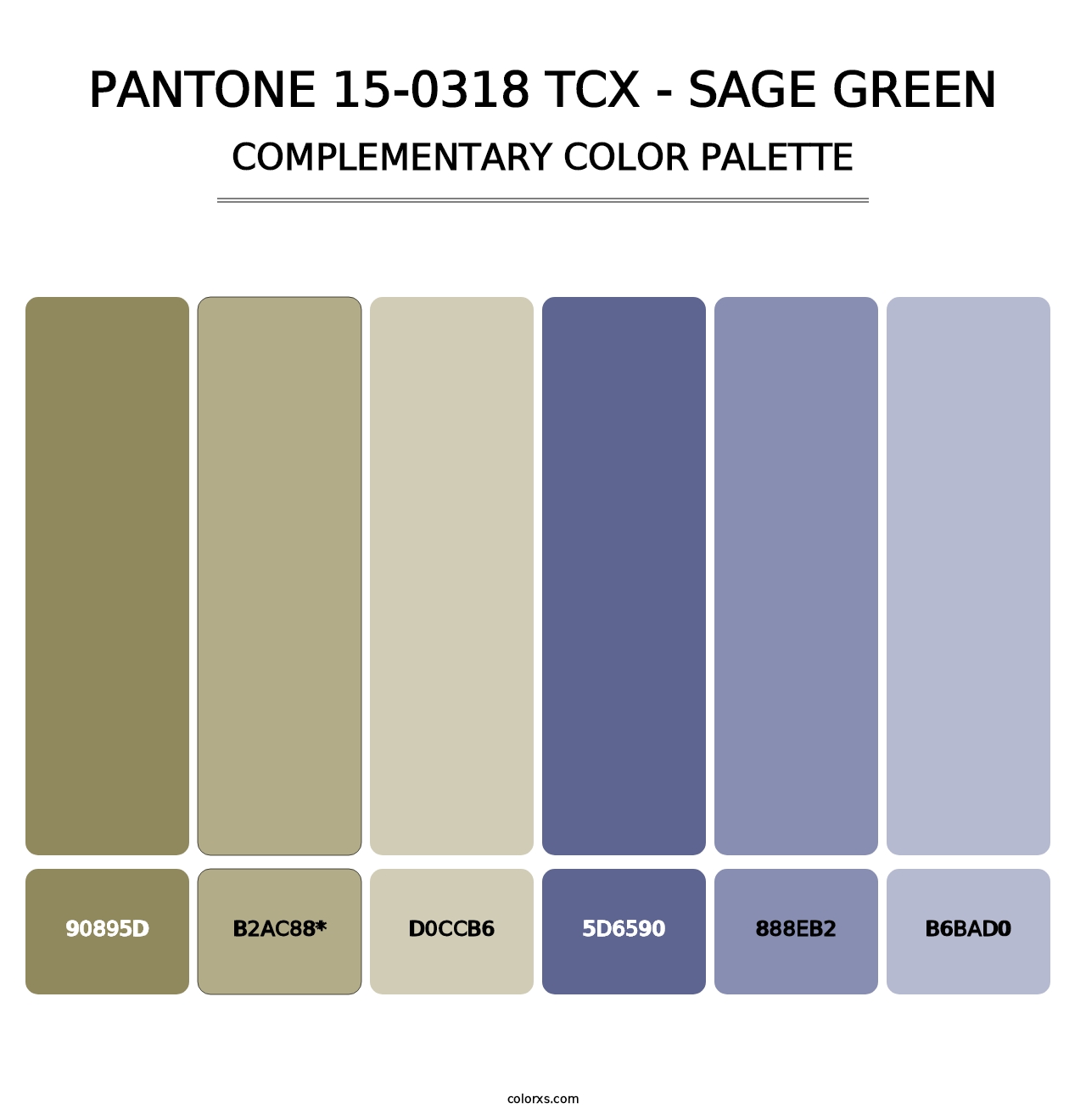 PANTONE 15-0318 TCX - Sage Green - Complementary Color Palette