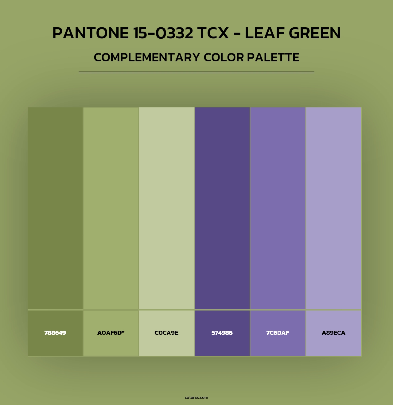 PANTONE 15-0332 TCX - Leaf Green - Complementary Color Palette