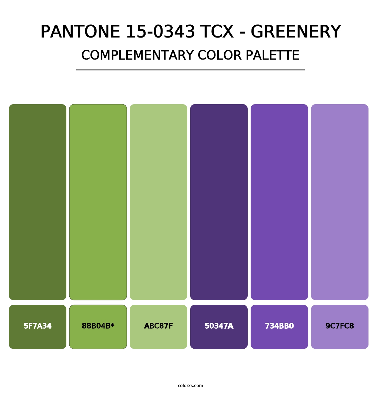 PANTONE 15-0343 TCX - Greenery - Complementary Color Palette