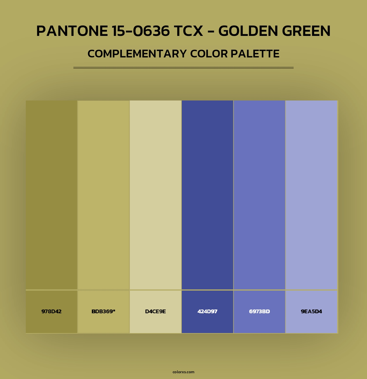 PANTONE 15-0636 TCX - Golden Green - Complementary Color Palette