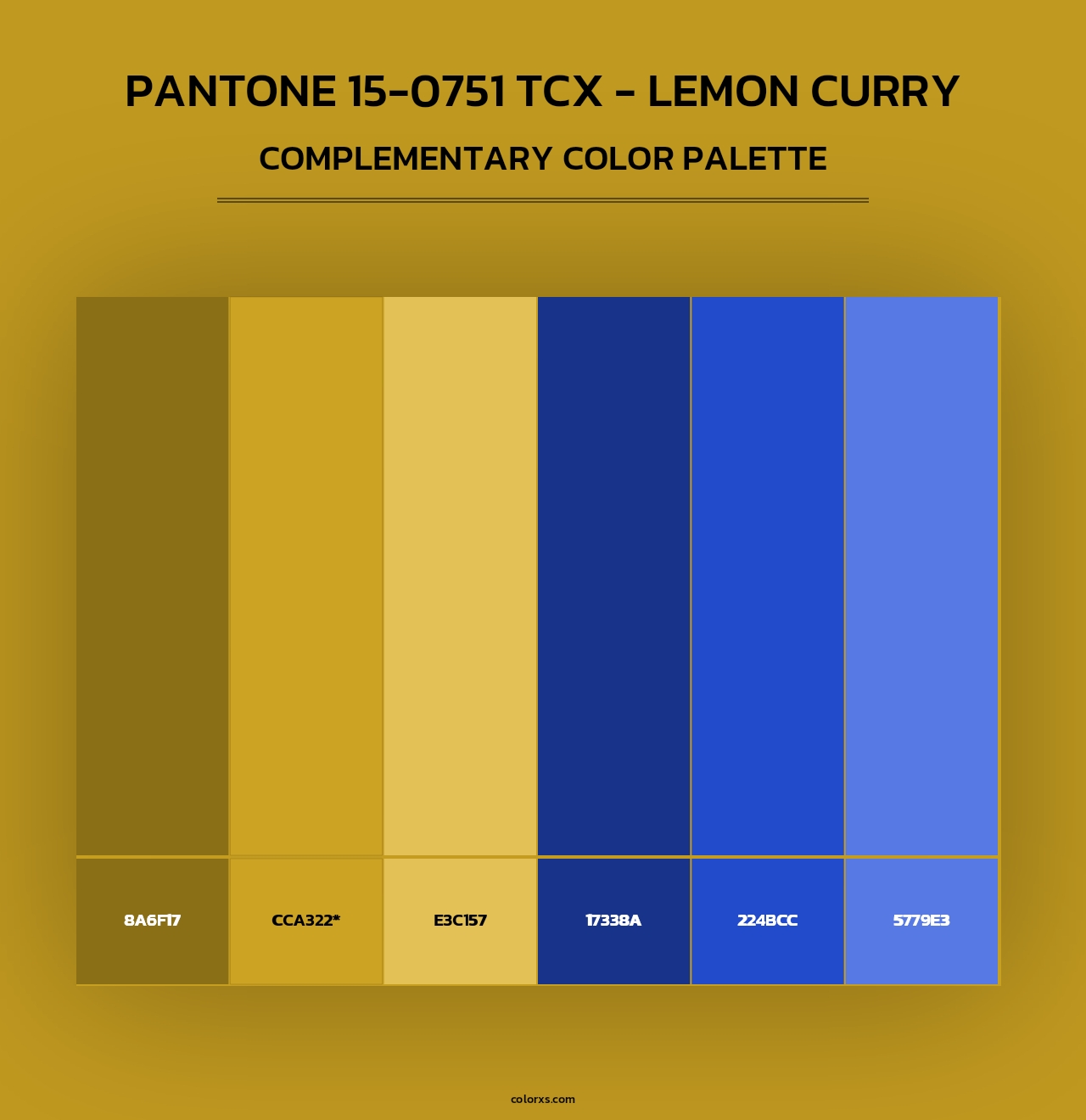 Pantone 15-0751 TCX - Lemon Curry - Complementary Color Palette