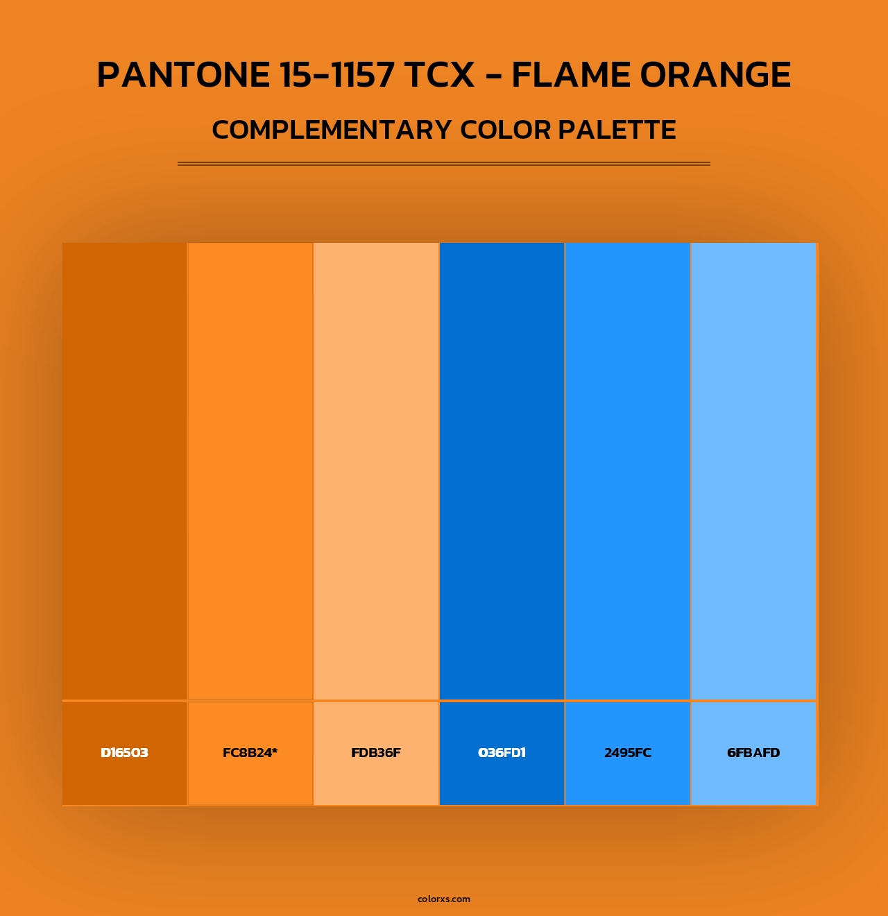 PANTONE 15-1157 TCX - Flame Orange - Complementary Color Palette