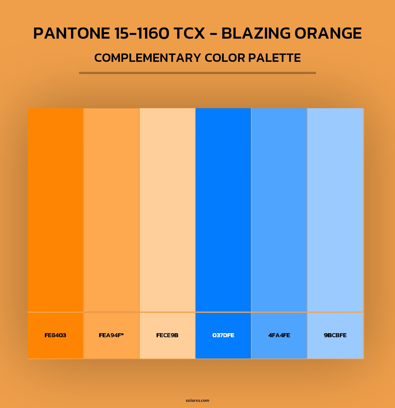 PANTONE 15-1160 TCX - Blazing Orange - Complementary Color Palette