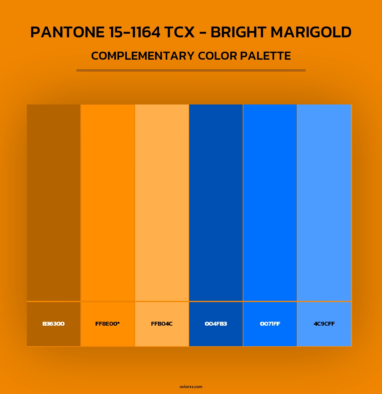 PANTONE 15-1164 TCX - Bright Marigold - Complementary Color Palette