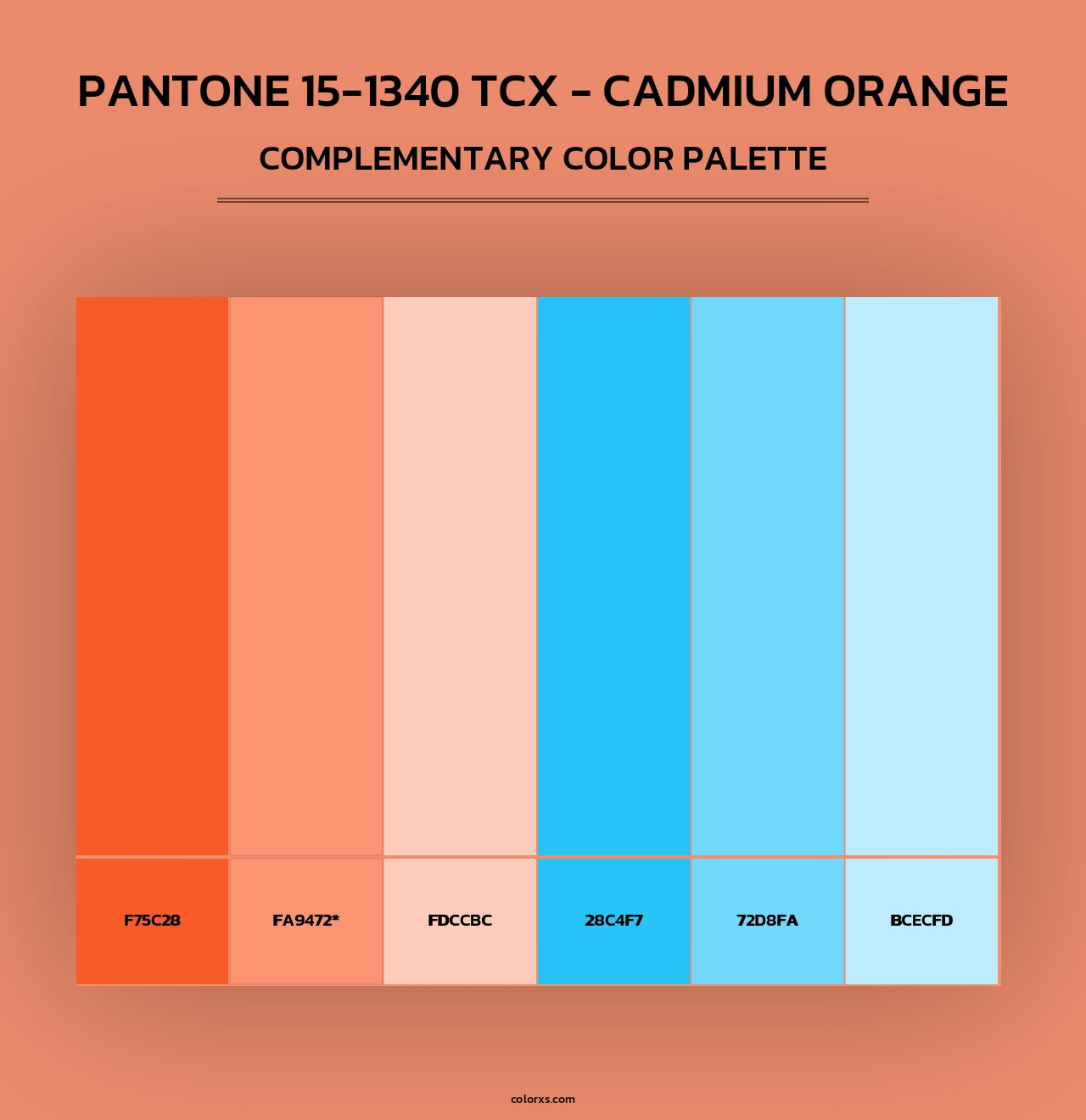 PANTONE 15-1340 TCX - Cadmium Orange - Complementary Color Palette
