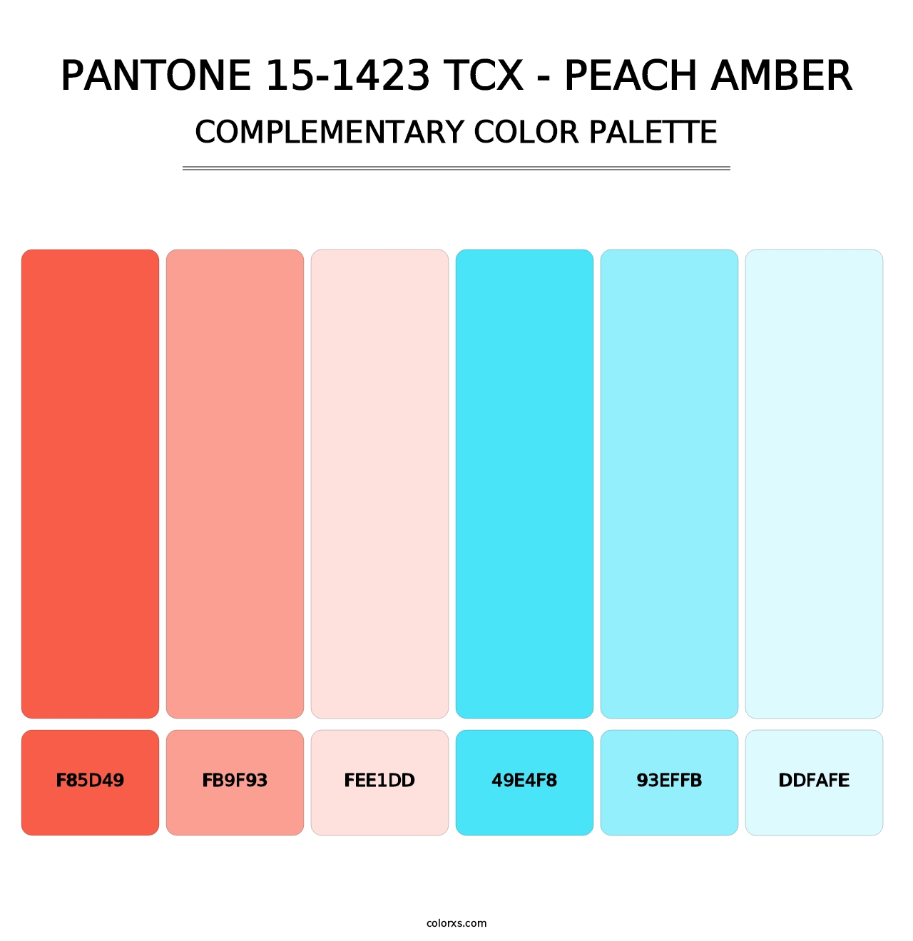PANTONE 15-1423 TCX - Peach Amber - Complementary Color Palette