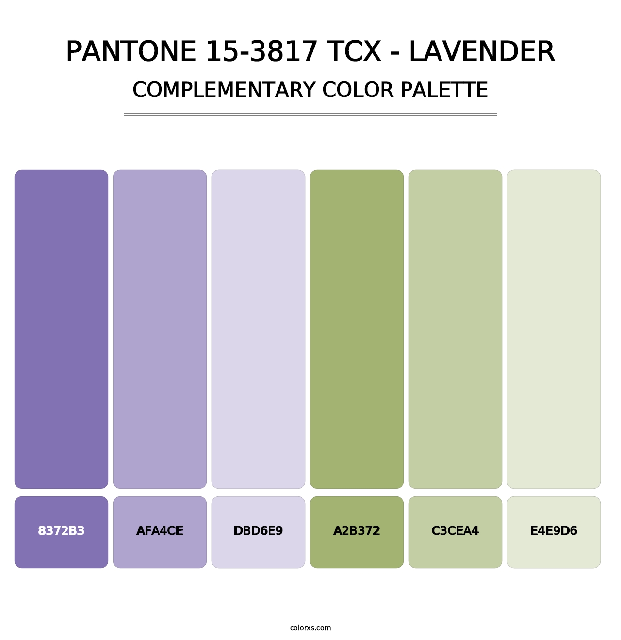 PANTONE 15-3817 TCX - Lavender - Complementary Color Palette