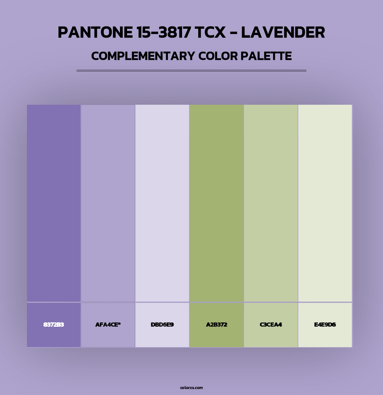 PANTONE 15-3817 TCX - Lavender - Complementary Color Palette