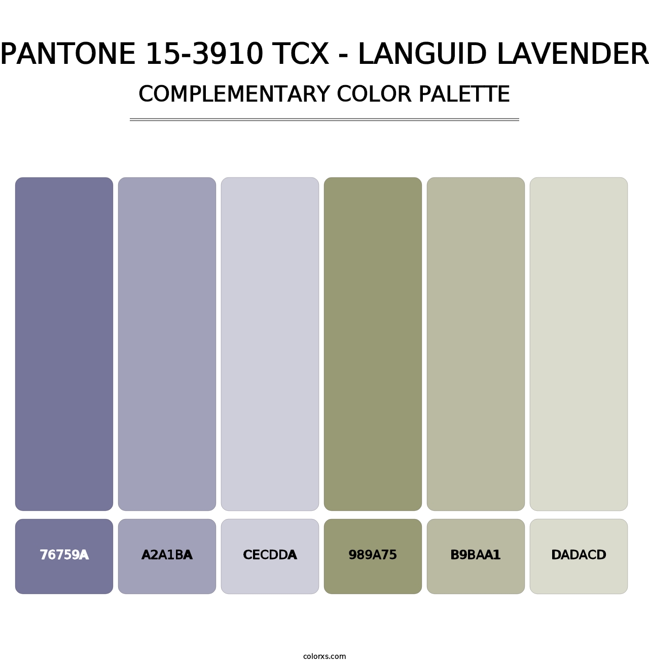 PANTONE 15-3910 TCX - Languid Lavender - Complementary Color Palette