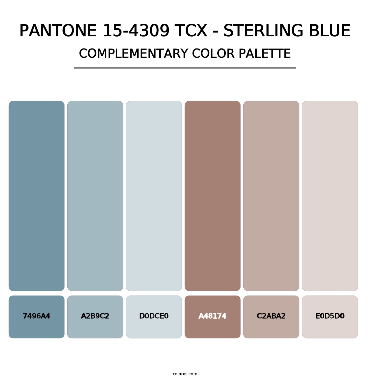 PANTONE 15-4309 TCX - Sterling Blue - Complementary Color Palette