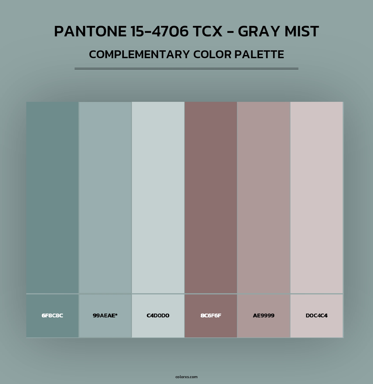 PANTONE 15-4706 TCX - Gray Mist - Complementary Color Palette