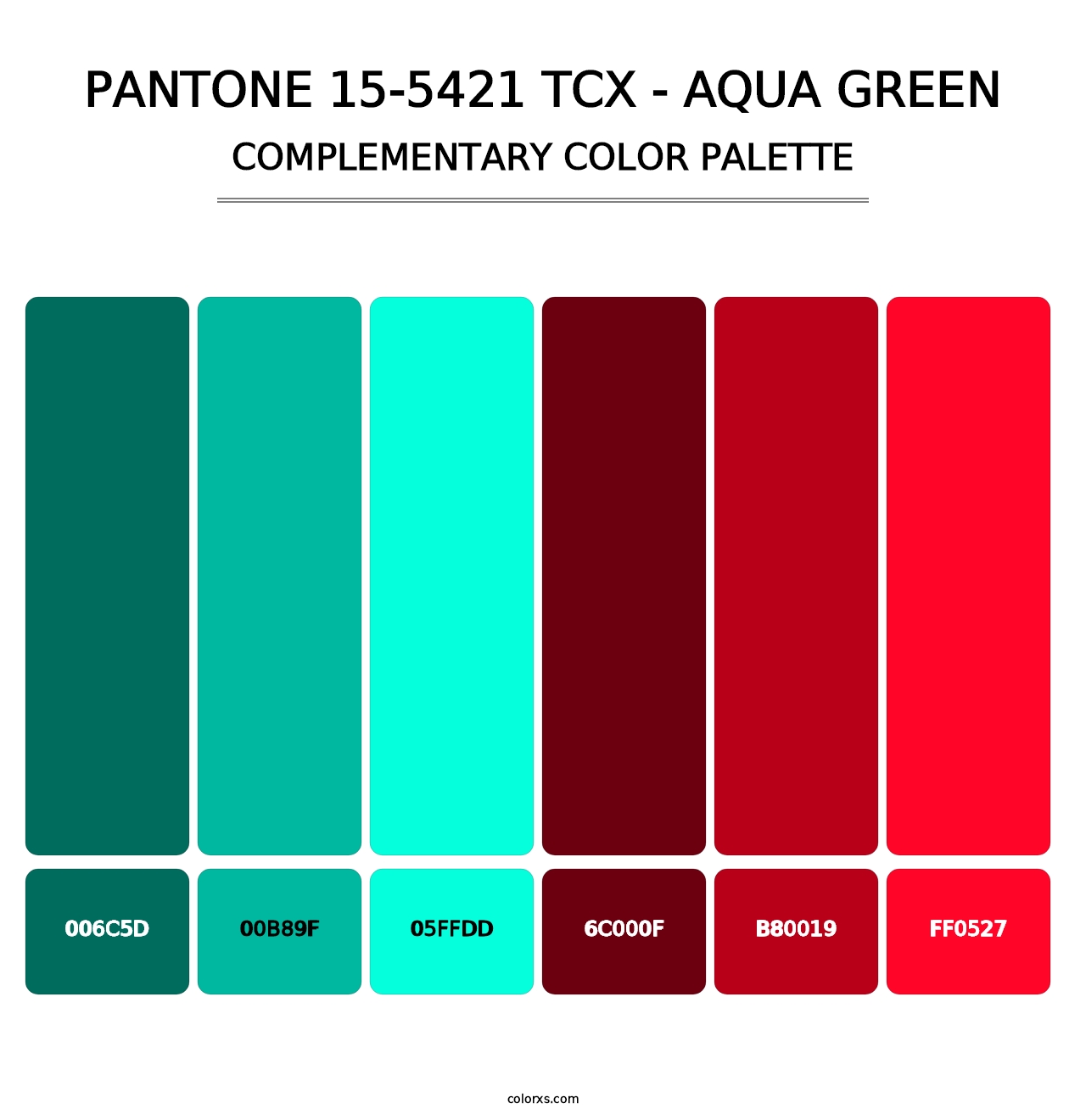 PANTONE 15-5421 TCX - Aqua Green - Complementary Color Palette