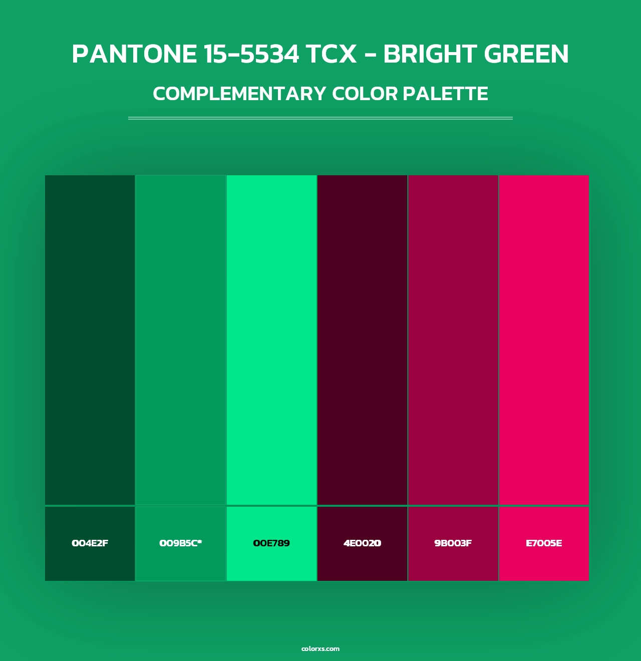 PANTONE 15-5534 TCX - Bright Green - Complementary Color Palette