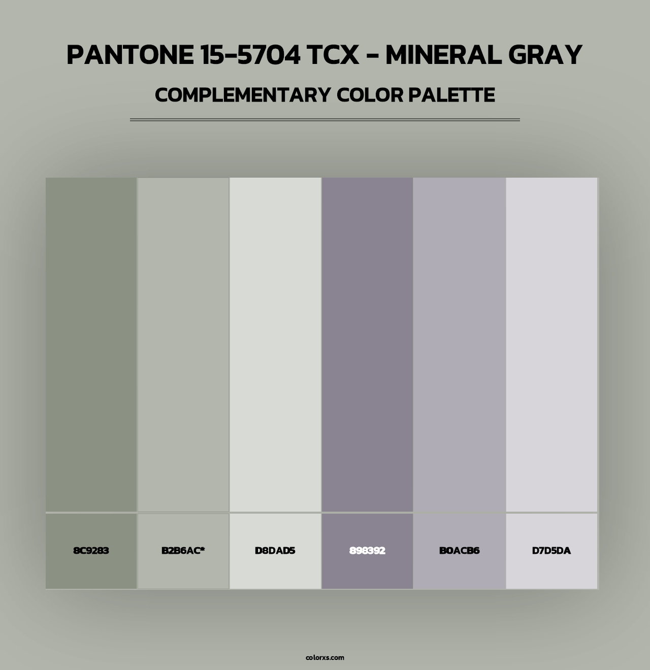 PANTONE 15-5704 TCX - Mineral Gray - Complementary Color Palette