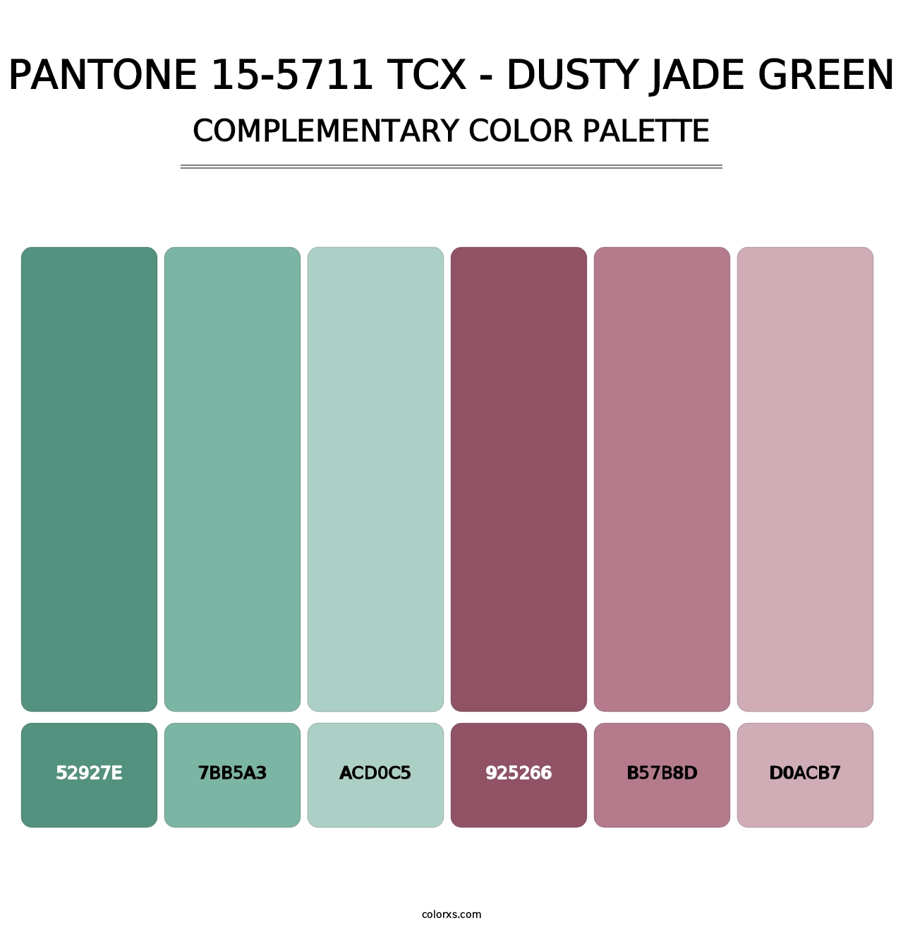 PANTONE 15-5711 TCX - Dusty Jade Green - Complementary Color Palette