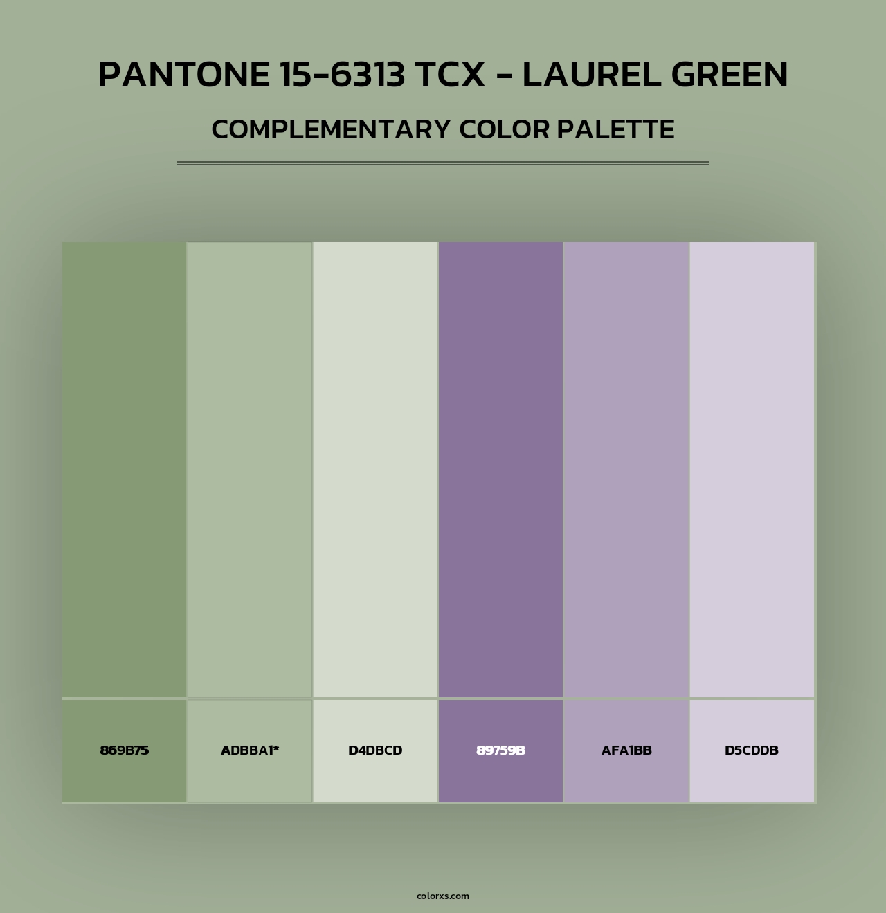 PANTONE 15-6313 TCX - Laurel Green - Complementary Color Palette