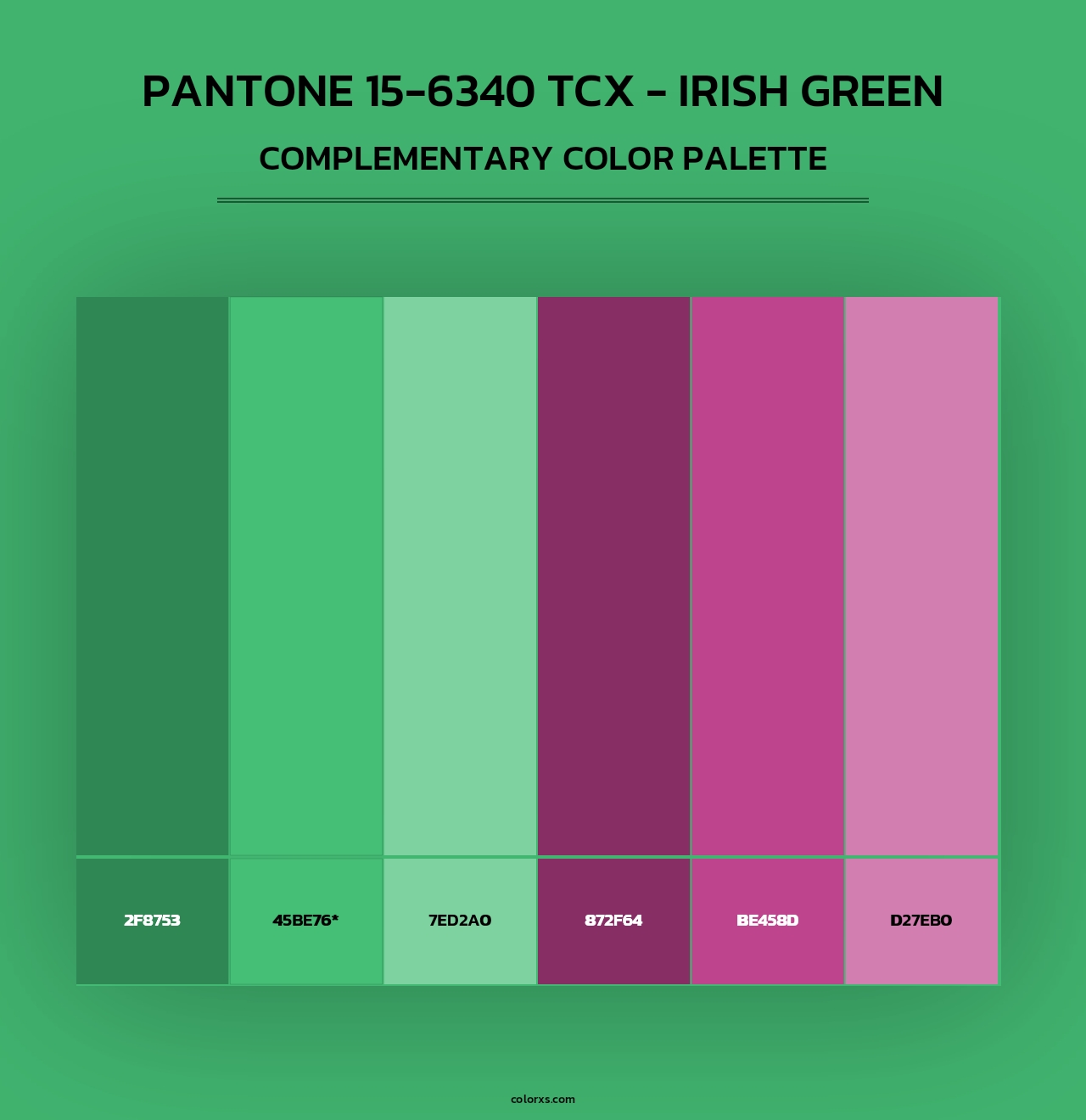 PANTONE 15-6340 TCX - Irish Green - Complementary Color Palette