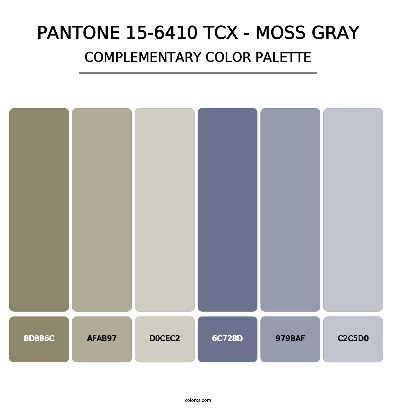 PANTONE 15-6410 TCX - Moss Gray - Complementary Color Palette