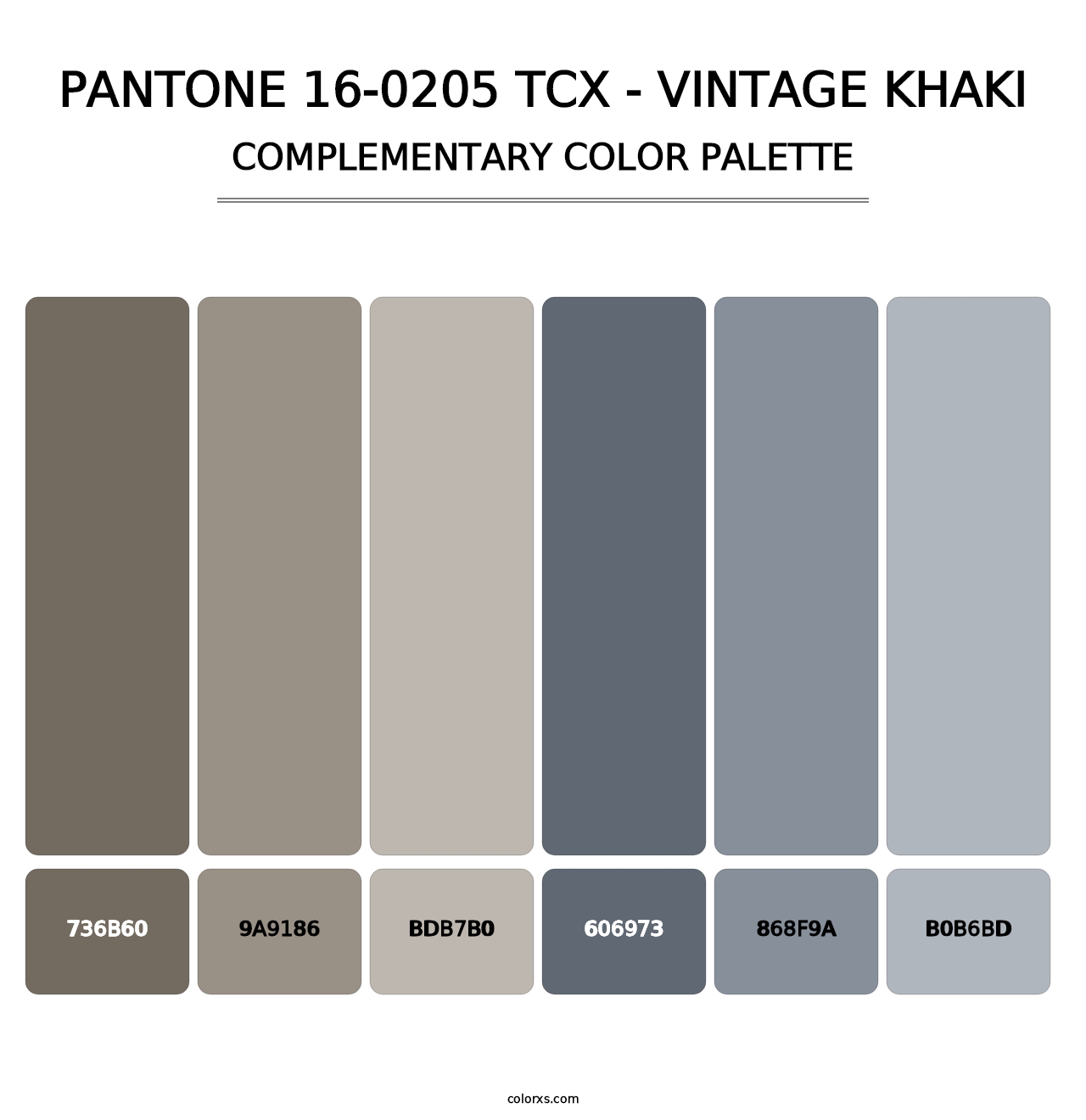 PANTONE 16-0205 TCX - Vintage Khaki - Complementary Color Palette