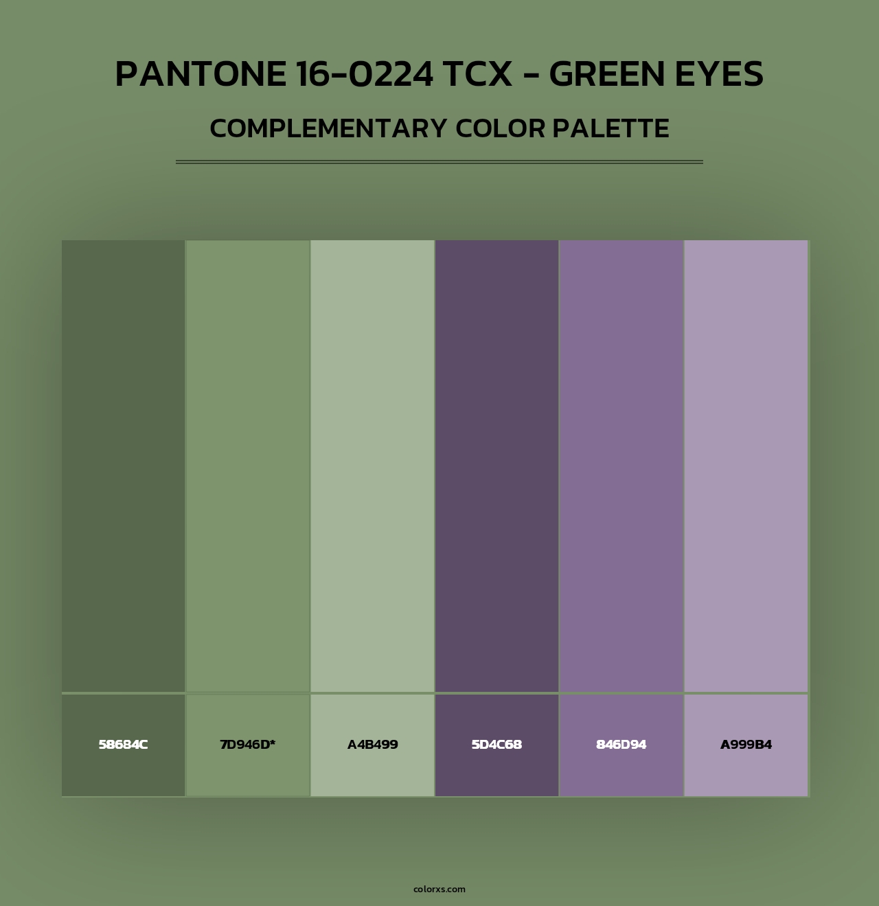PANTONE 16-0224 TCX - Green Eyes - Complementary Color Palette
