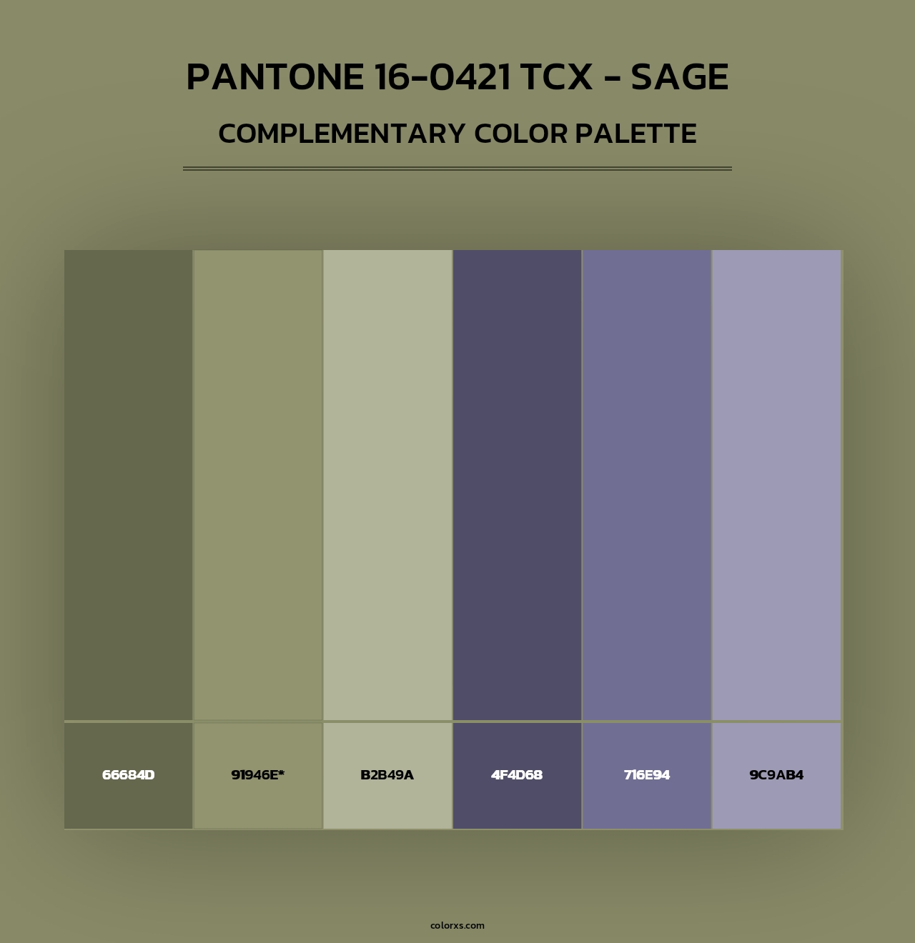 PANTONE 16-0421 TCX - Sage - Complementary Color Palette