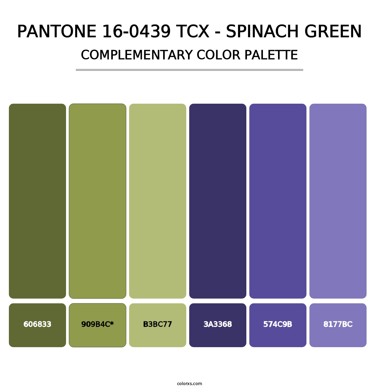 PANTONE 16-0439 TCX - Spinach Green - Complementary Color Palette