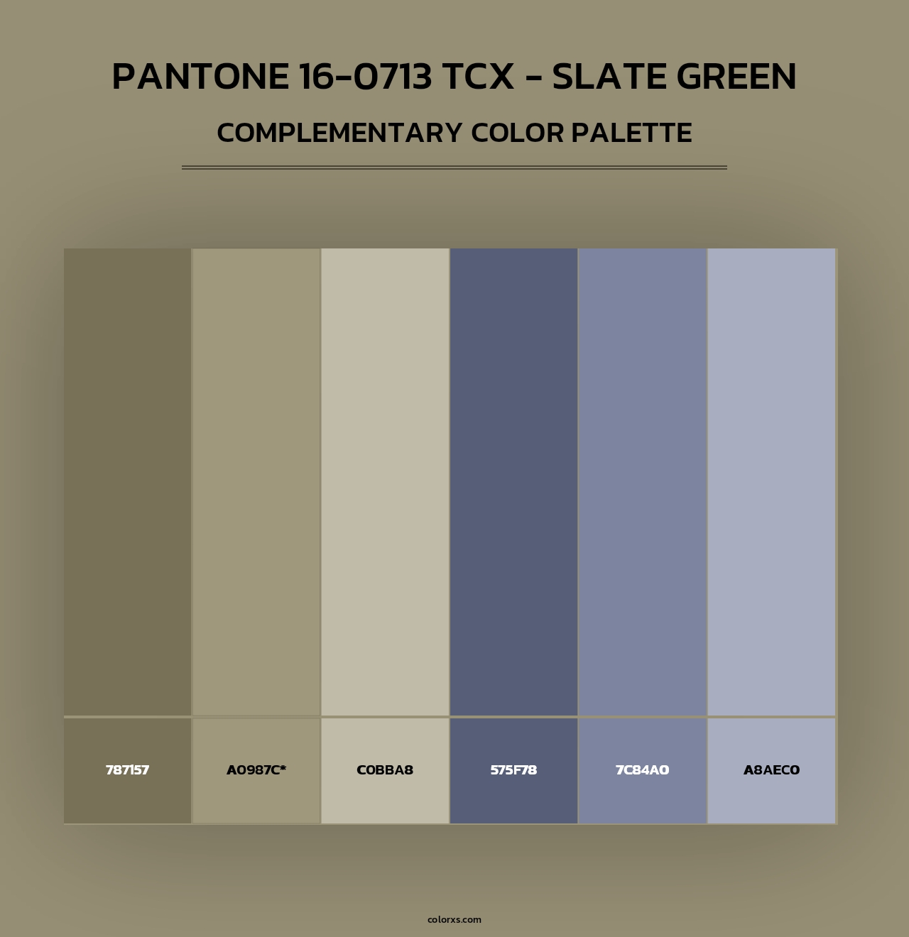 PANTONE 16-0713 TCX - Slate Green - Complementary Color Palette