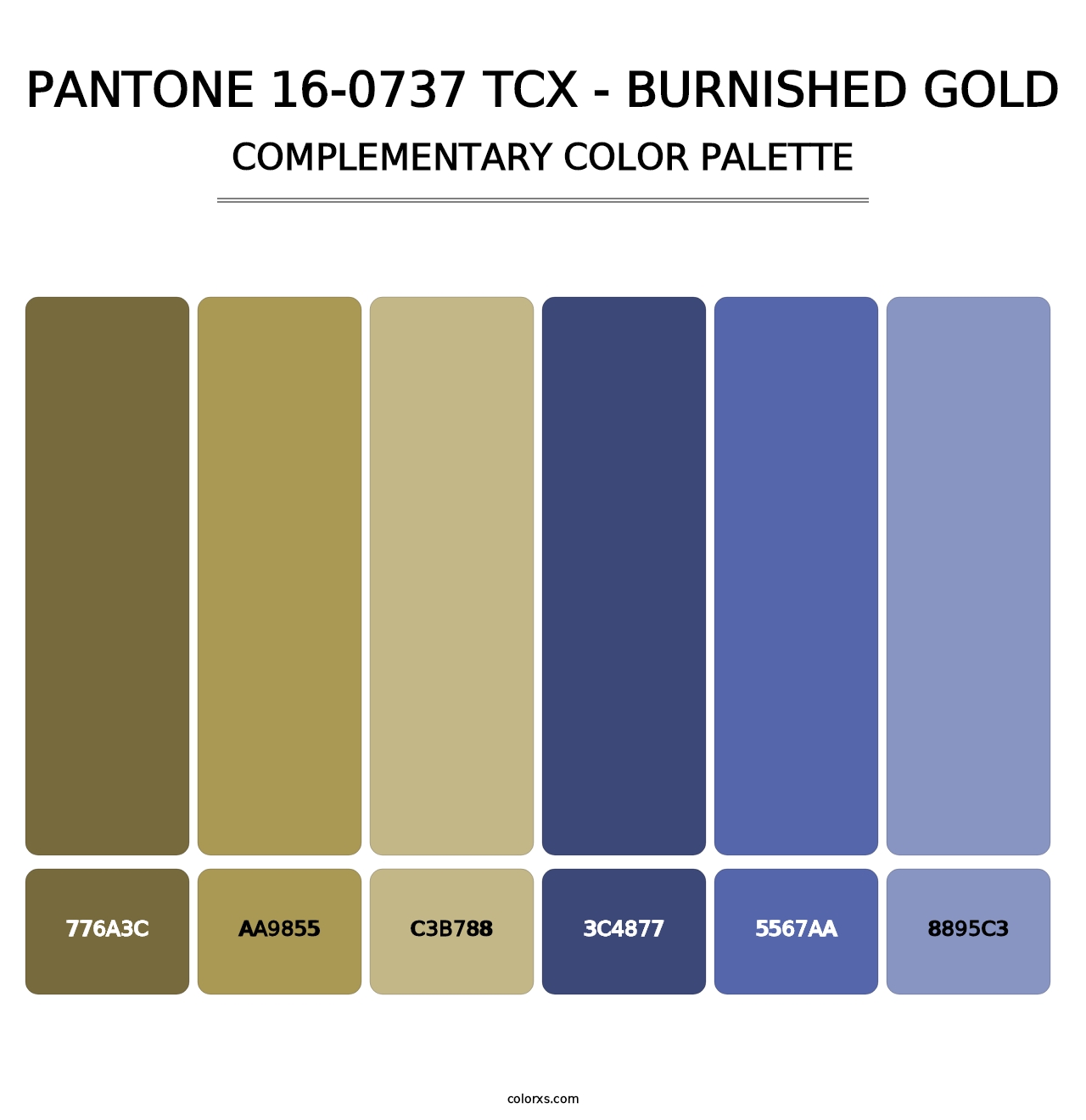 PANTONE 16-0737 TCX - Burnished Gold - Complementary Color Palette