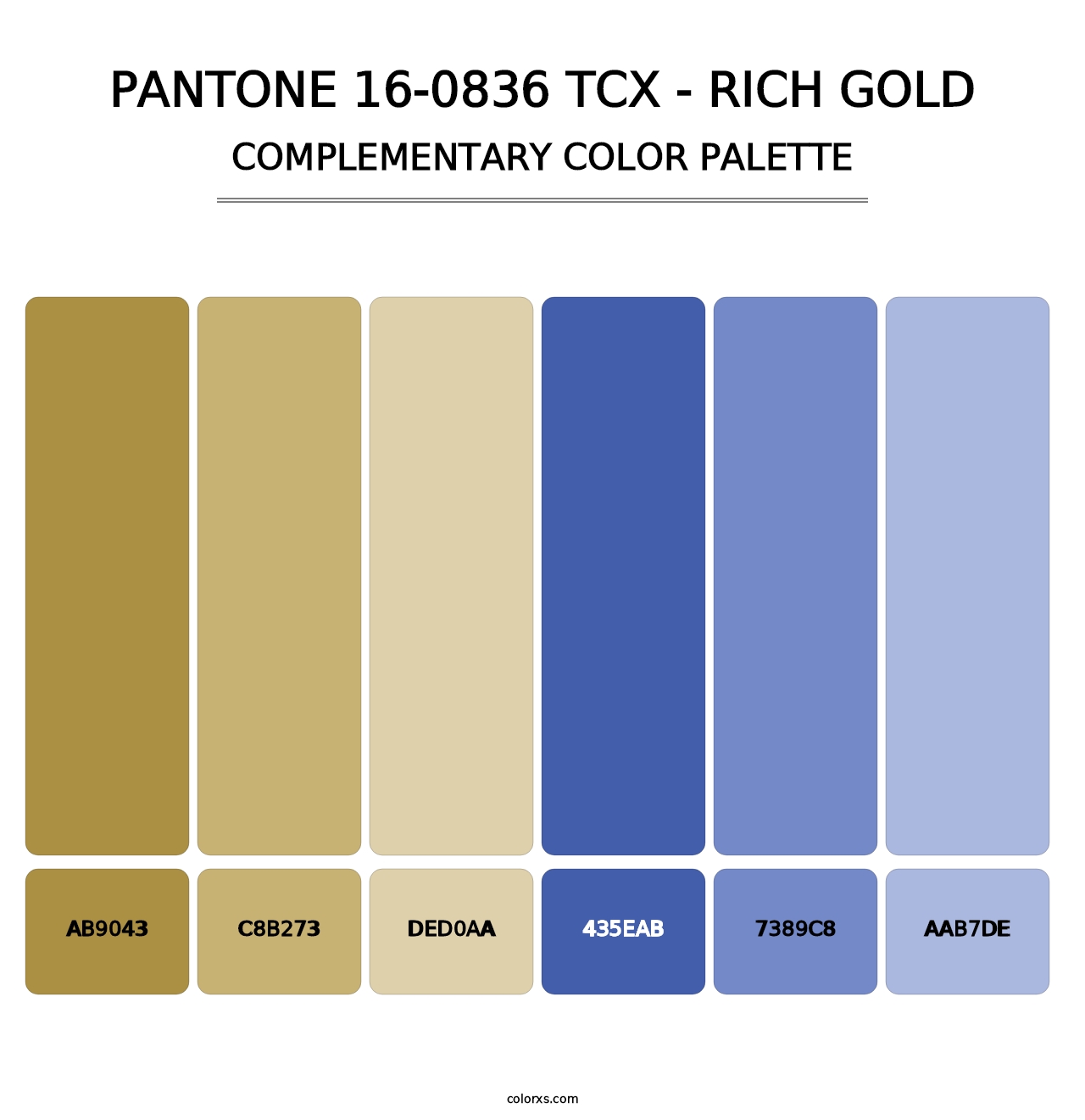PANTONE 16-0836 TCX - Rich Gold - Complementary Color Palette