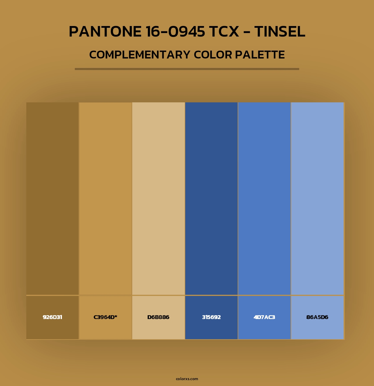 PANTONE 16-0945 TCX - Tinsel - Complementary Color Palette