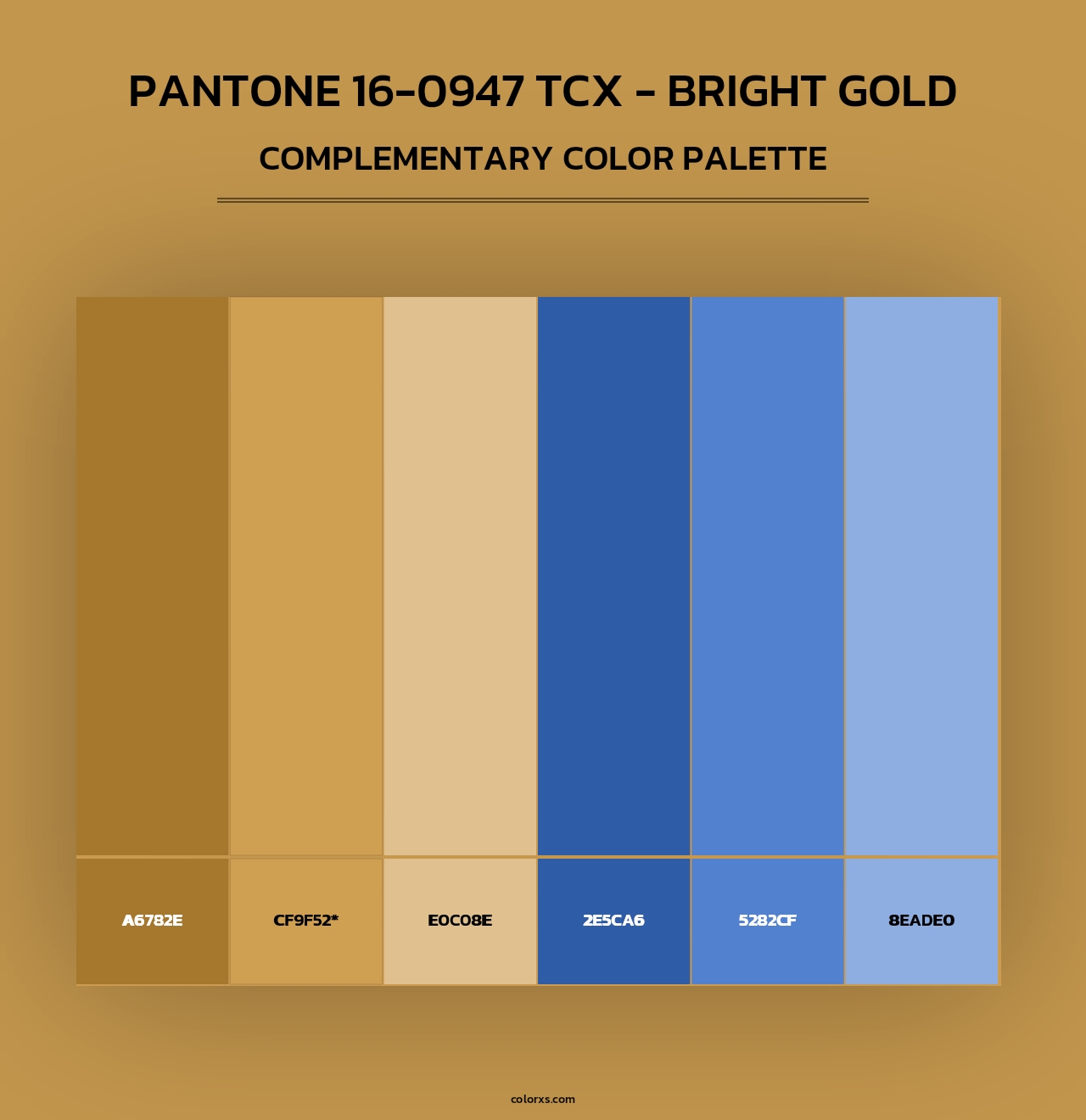 PANTONE 16-0947 TCX - Bright Gold - Complementary Color Palette