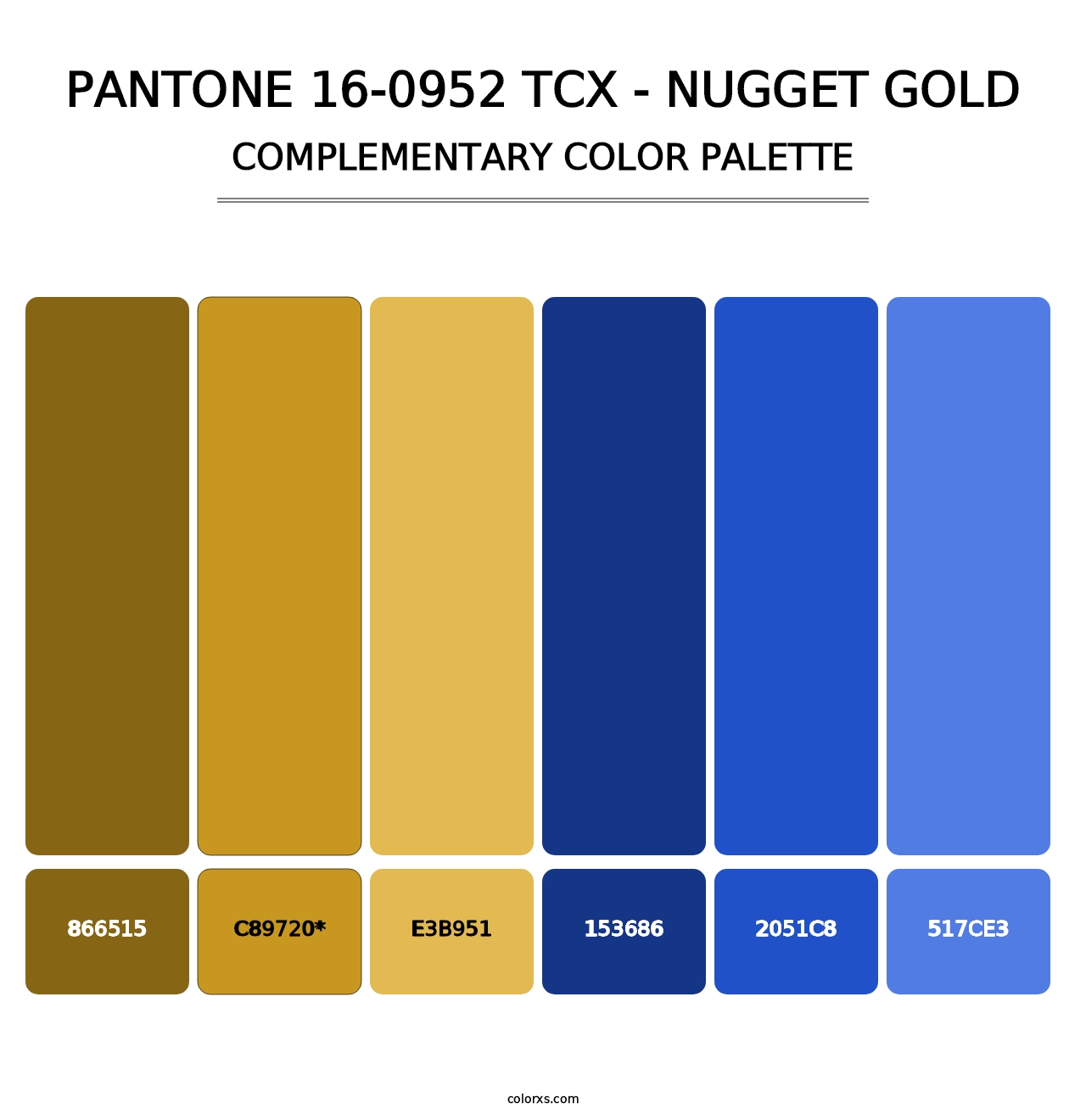 PANTONE 16-0952 TCX - Nugget Gold - Complementary Color Palette