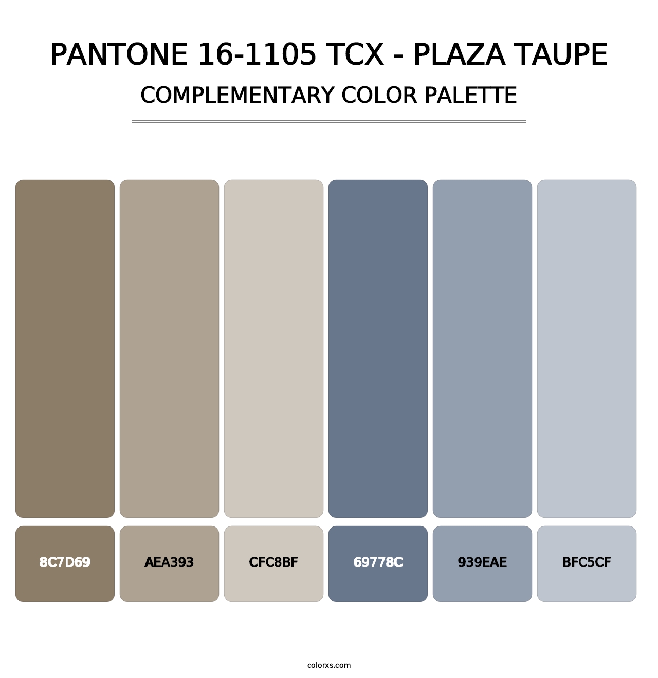 PANTONE 16-1105 TCX - Plaza Taupe - Complementary Color Palette