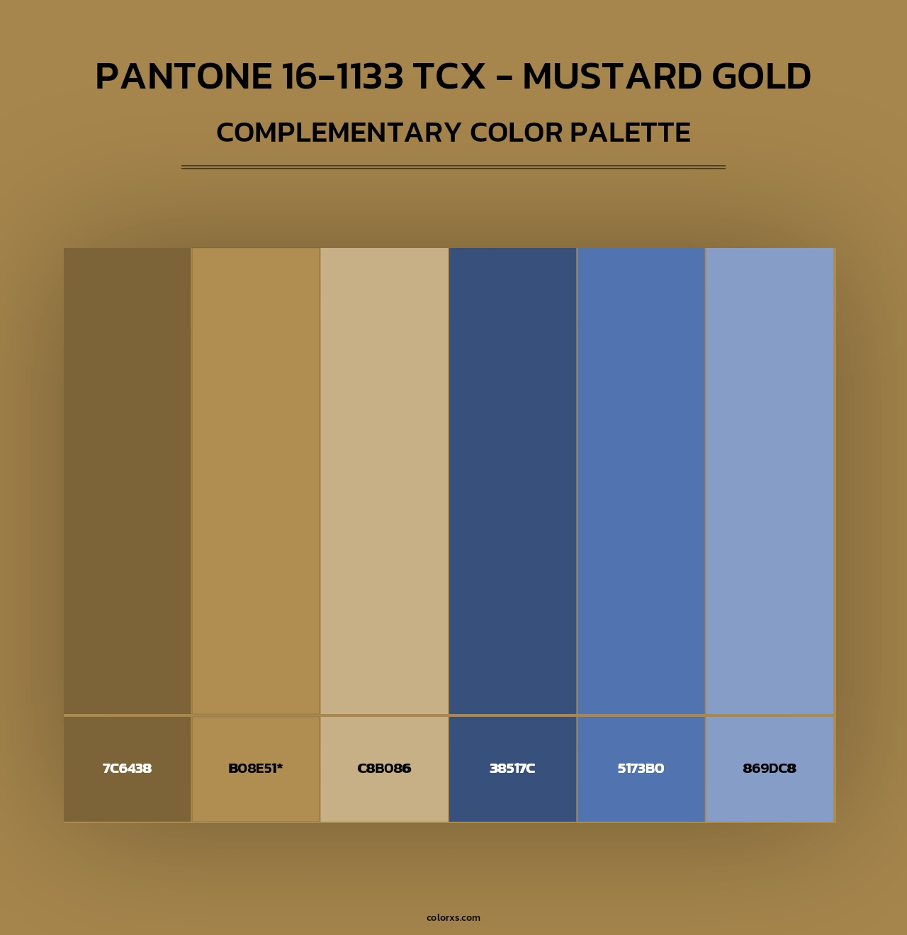 PANTONE 16-1133 TCX - Mustard Gold - Complementary Color Palette