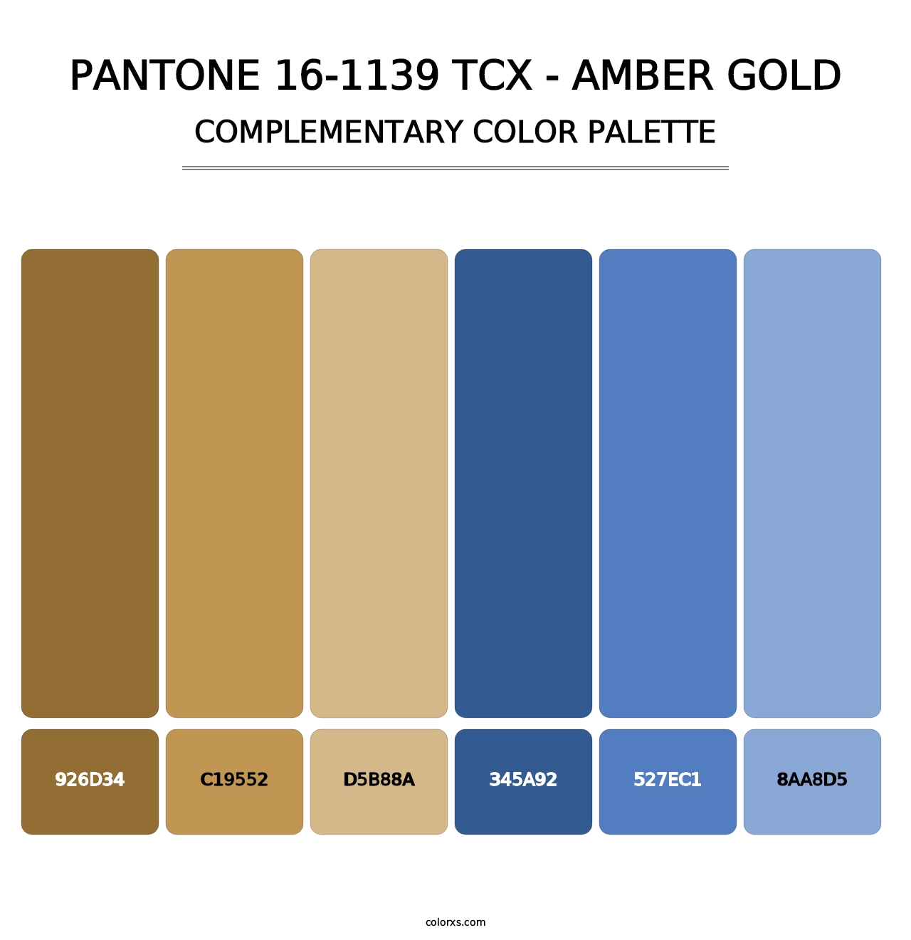 PANTONE 16-1139 TCX - Amber Gold - Complementary Color Palette